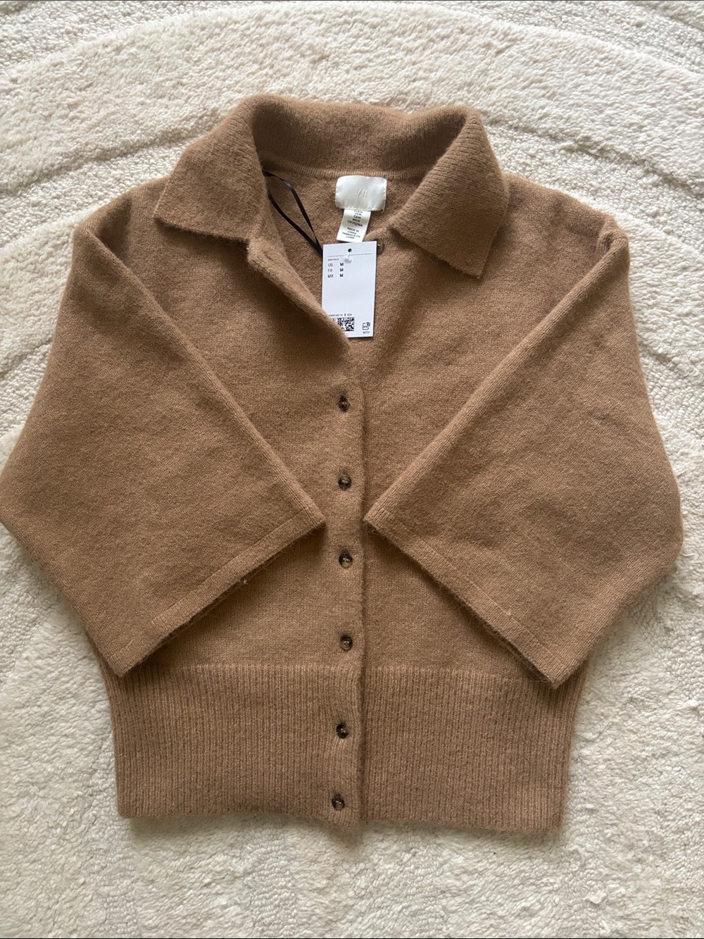 H&M Camel Brown Collared Button Cardigan